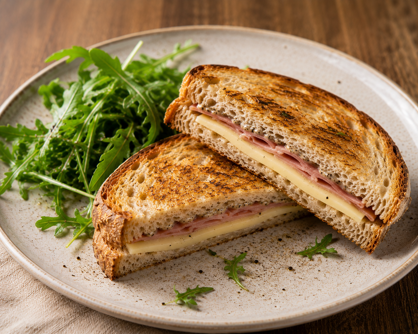 Croque monsieur à la truffe, comté & jambon cru